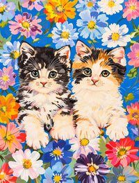 Cat with Floral Pattern Diamond Painting