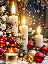 Christmas Candles with Ornaments Diamond Painting