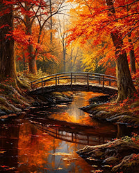 Fall Forest with Bridge Diamond Painting