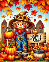 Fall Scarecrow with Pumpkins Diamond Painting