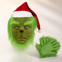 Grinch Halloween Mask & Gloves Set