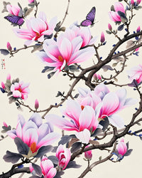 Magnolias with Butterflies Diamond Painting