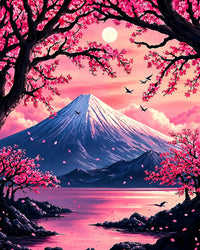 Mount Fuji with Cherry Blossoms Diamond Painting
