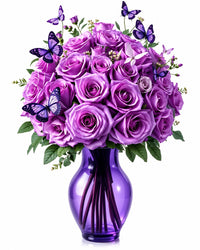 Purple Roses in a Vase Diamond Painting