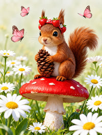 Squirrel on a Mushroom Diamond Painting