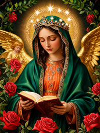 Virgin Mary with Roses Diamond Painting