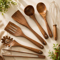 Wooden Cooking Utensil Set | 7 Piece Wooden Kitchen Tools | Timberella